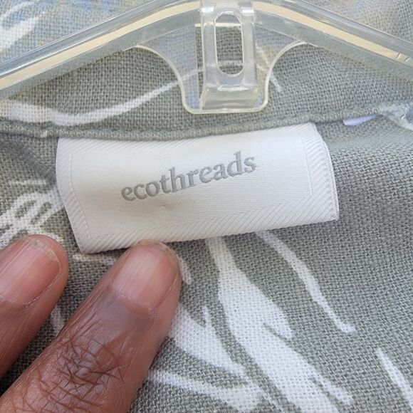 Ecothreads floral print linen blend button down sleeveless top wmns sz L - Picture 3 of 4